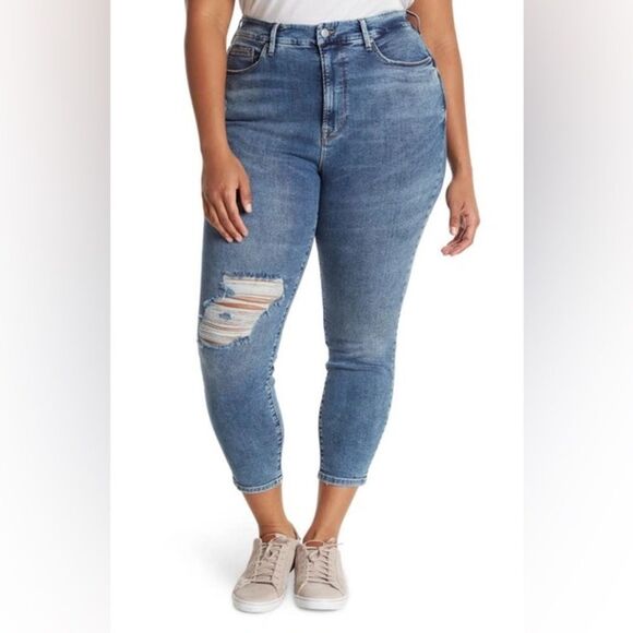 Good American Good Legs Crop Destruction Skinny Jeans - Picture 1 of 7